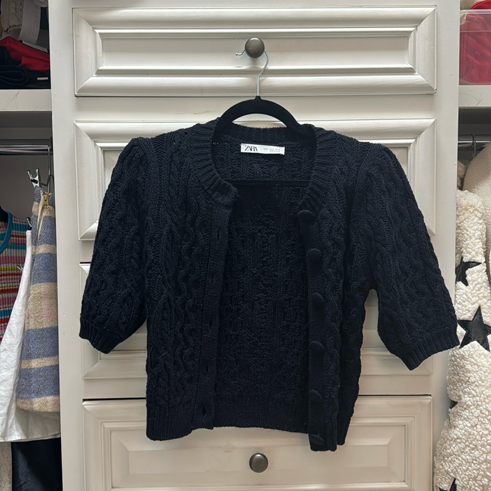 Zara navy button sweater